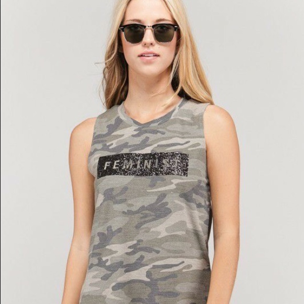 Feminist Camo Muscle Tank